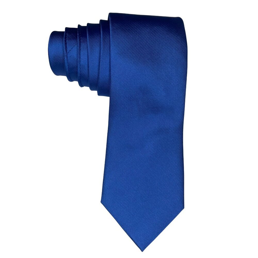Roundtree & Yorke Royal Blue Silk Tie - Heavyweight Diagonal Weave Corpcore Vibe